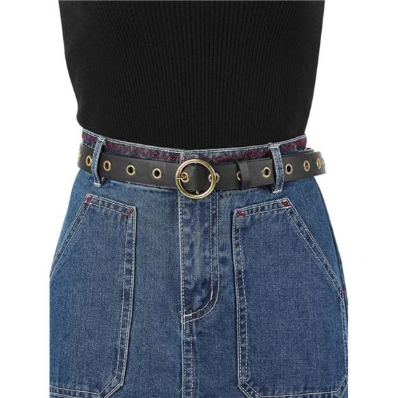 uxcell Womens Leather Belt for Jeans Dress Pants Studded Grommet
